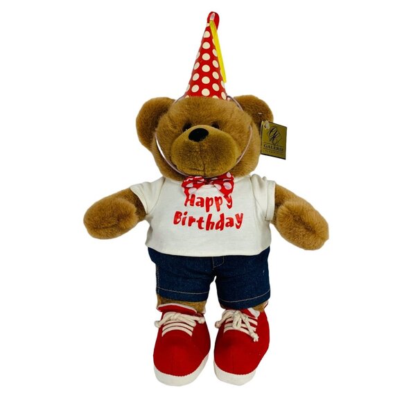 Galerie Birthday Teddy Bear Plush Party Brown Stuffed Animal Outfit Toy Gift - Picture 1 of 10